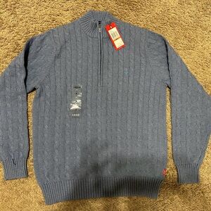 IZOD Men's Gray Zip-Up Cable Knit Sweater Size S E-24